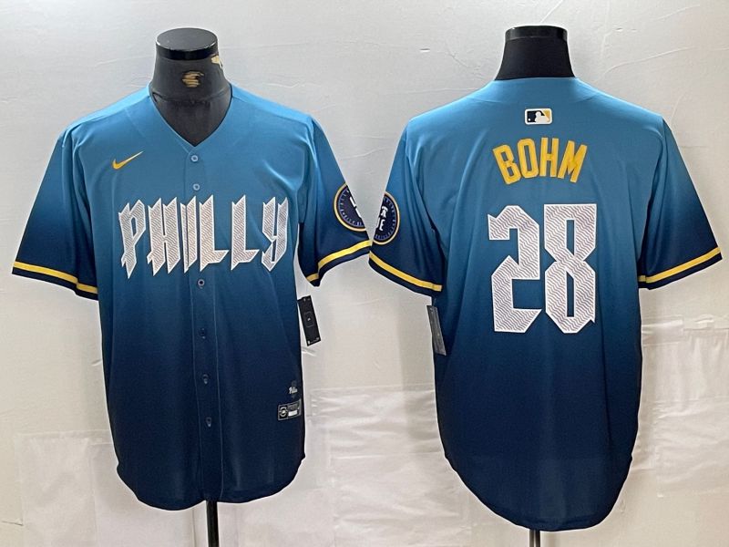 Men Philadelphia Phillies #28 Bohm Blue City Edition Nike 2024 MLB Jersey style 1->women mlb jersey->Women Jersey